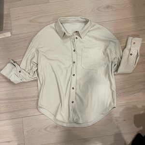 Beige corduroy button down shacket
